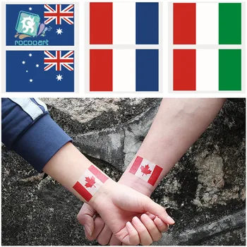 2018 Ülke Bayrakları Dövme Etiket Kanada Fransa İtalya Avustralya Vücut Su Geçirmez Geçici Dövme Erkekler Kadınlar Çocuklar İçin