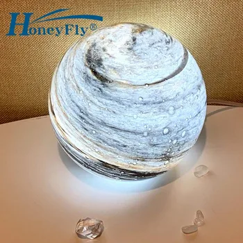 HoneyFly 3D Baskı Jüpiter Lamba USB Şeffaf Cam Renk Değiştiren Top Gece Lambası Sihirli Renkli Yıldız Tatil Atmosferi