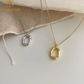XIYANIKE Minimalist Gümüş Renk Charm Kolye Kadın Çiftler için Yeni Moda Elips Geometri Kolye Parti Takı Hediye